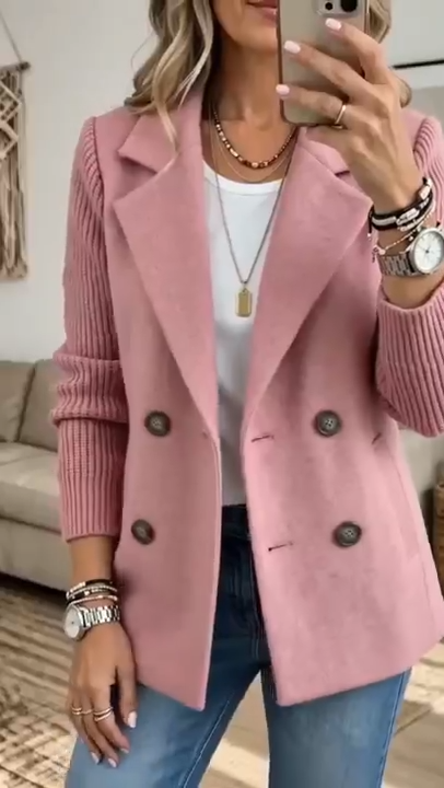 Cristina | Blazer Trespassado com Mangas de Malha