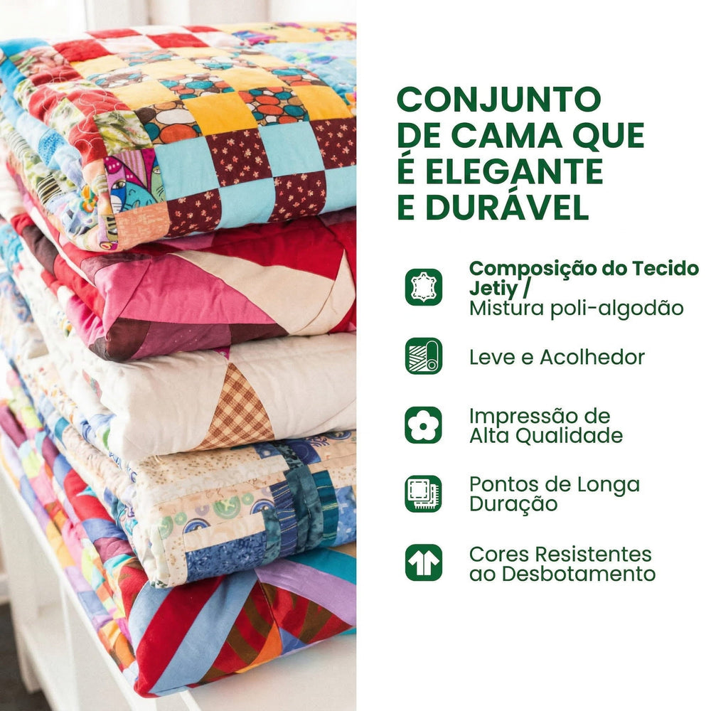 Conjunto de Cama 3 Peças Libélula Dourada