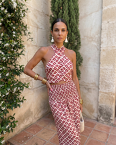 Joana | Conjunto de Top Halter e Saia Comprida