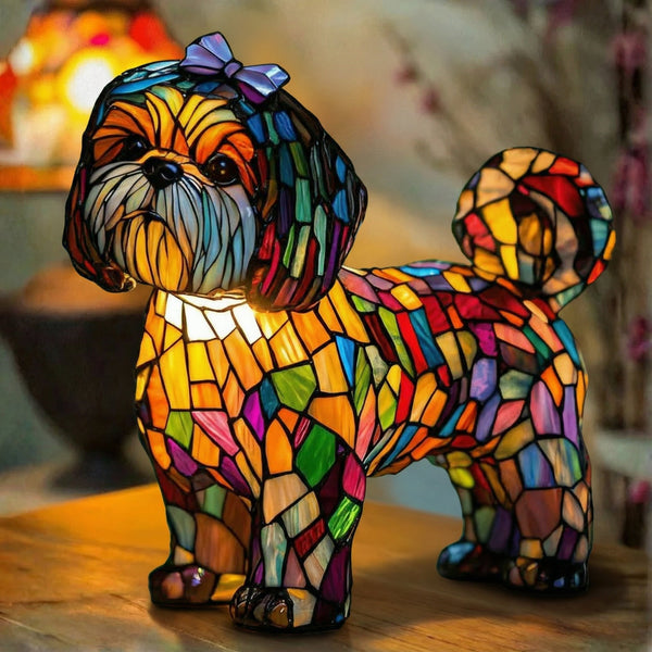 Francisco | Candeeiro Shih Tzu com Laço em Vitral