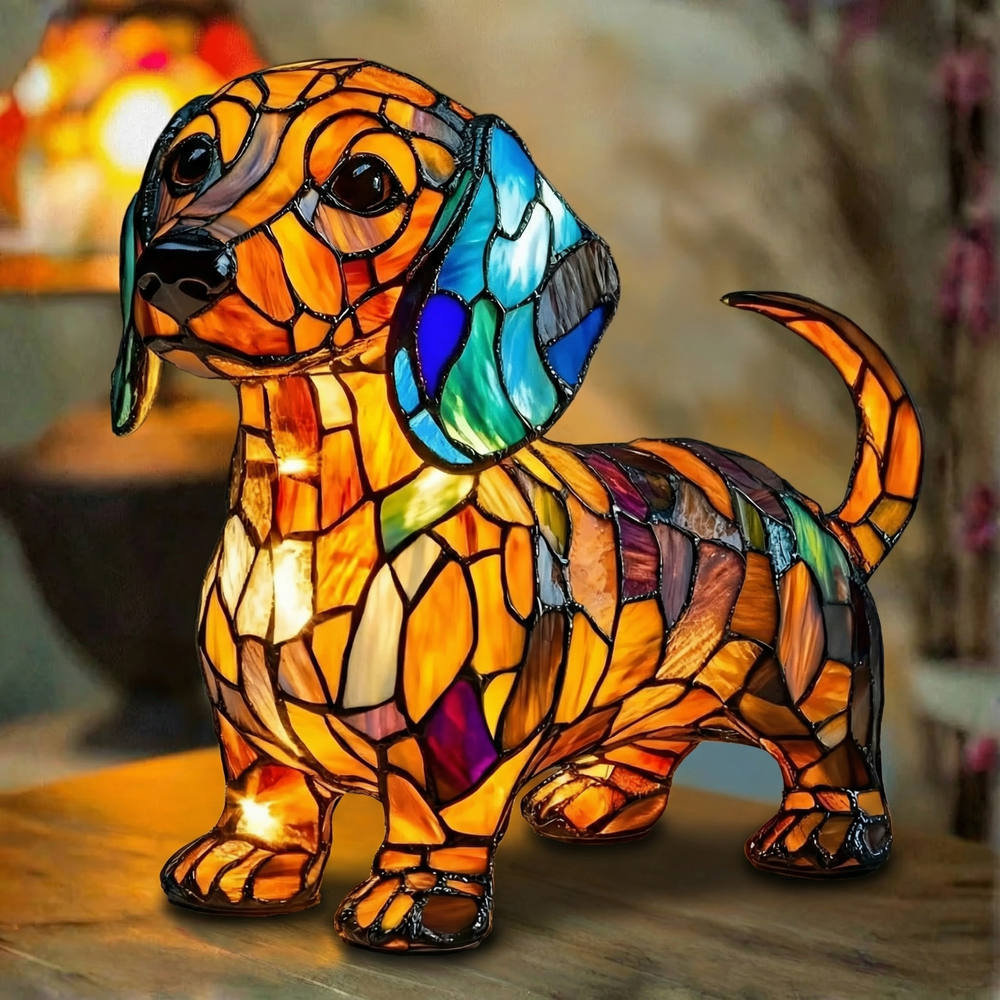 Duarte | Candeeiro Cão Salsicha em Vitral