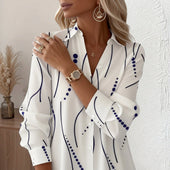 Daniela - Vestido de Camisa com Padrão Geométrico