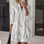 Daniela - Vestido de Camisa com Padrão Geométrico