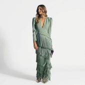 Gabriela - Vestido Longo de Franjas com Decote em V