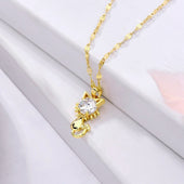 Cidália | Colar Gatinho Dourado com Zircónia