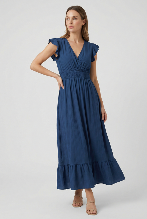 Lea | Vestido Maxi de Verão com Mangas de Folhos