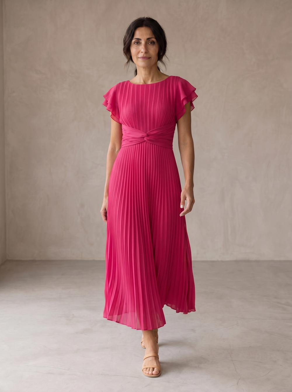 Seraphina | Vestido Comprido Plissado com Cintura Atada