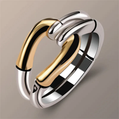 Vintage-geknöpfter Gold-Silber-Ring