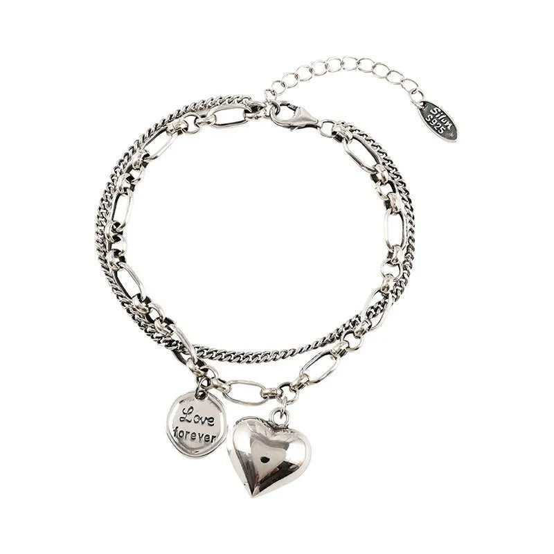 925er Silberarmband mit Gravur „Love Forever“ + 2 Gratis-Charms