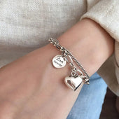925er Silberarmband mit Gravur „Love Forever“ + 2 Gratis-Charms