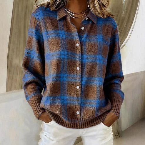 Lourdes | Casaco de Malha de Lã Xadrez