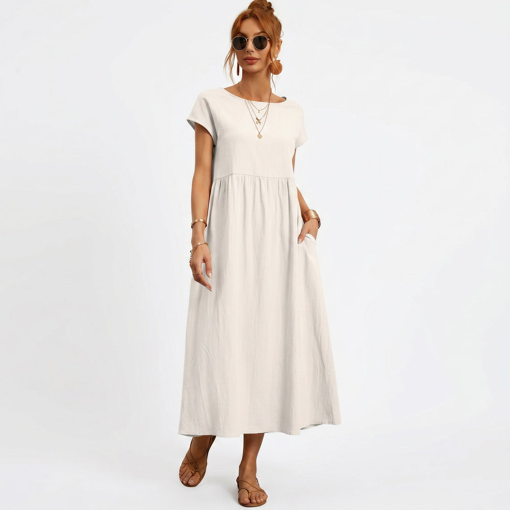 Inês - Vestido Midi em Algodão com Bolsos