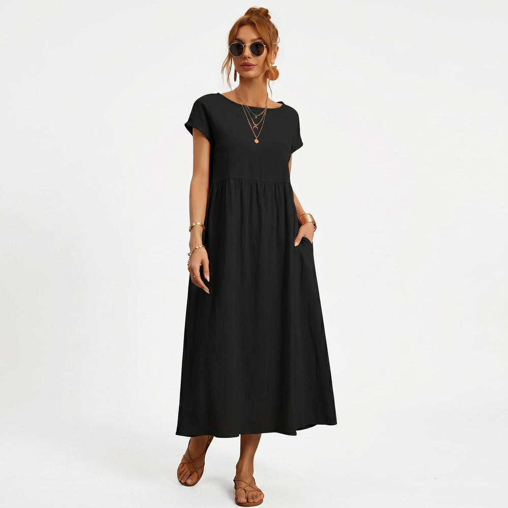 Inês - Vestido Midi em Algodão com Bolsos