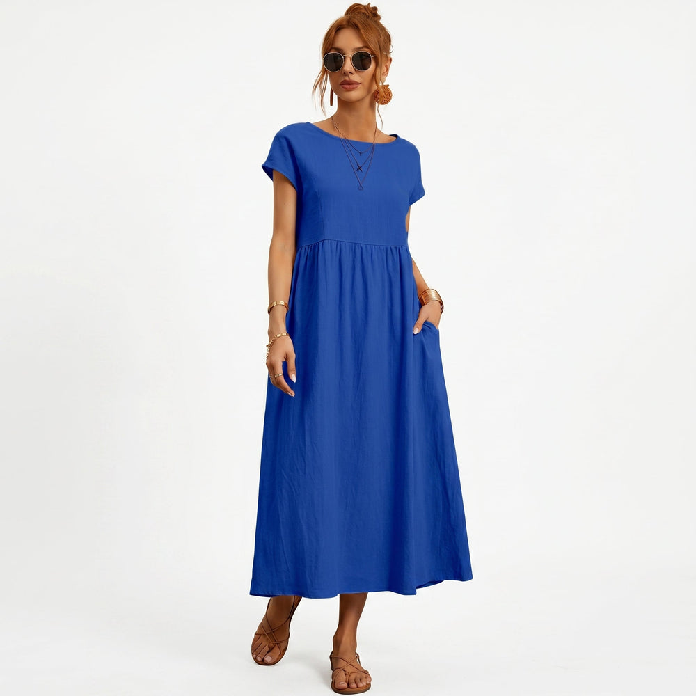 Inês - Vestido Midi em Algodão com Bolsos