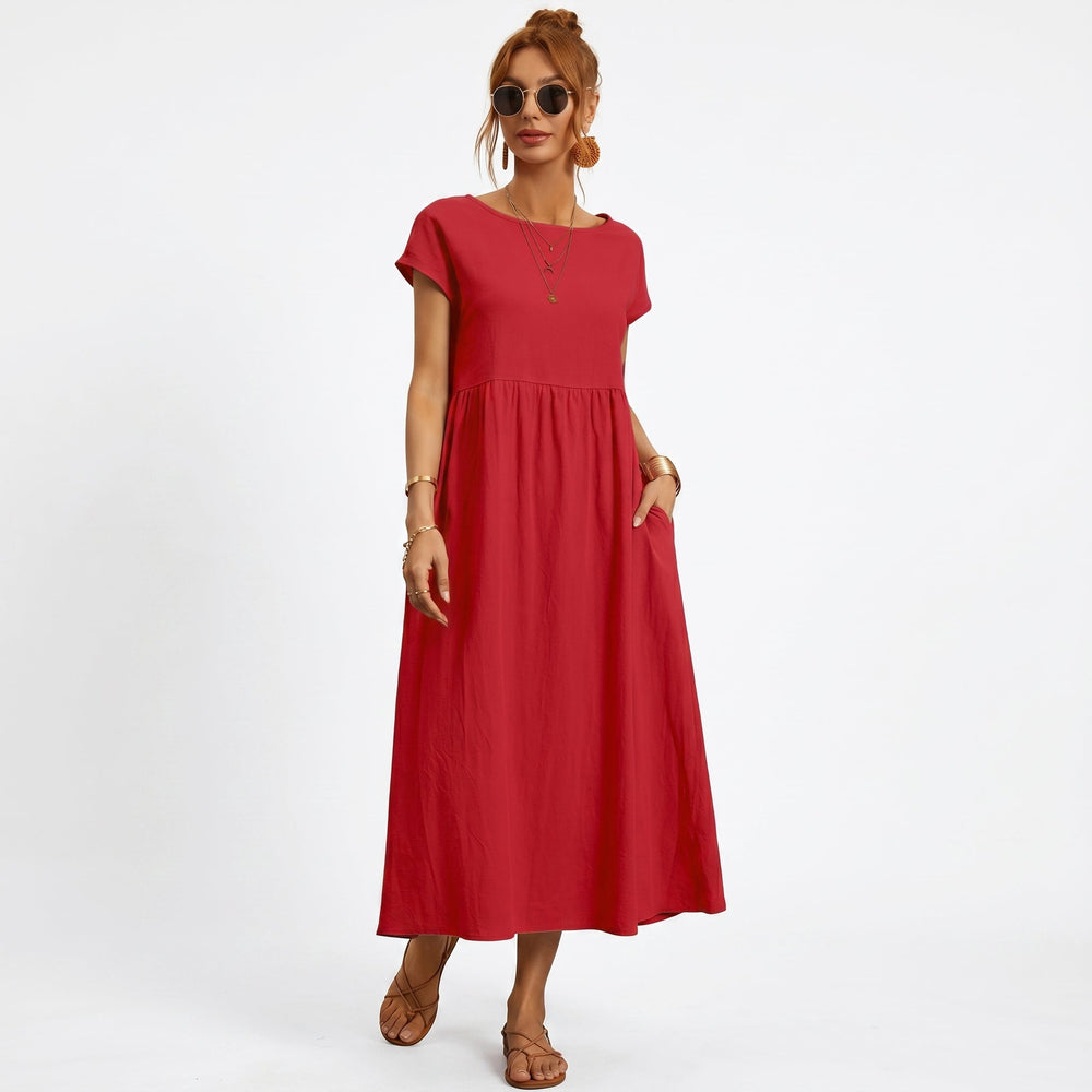Inês - Vestido Midi em Algodão com Bolsos