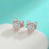 Vitória | Brincos Gato Moissanite Ouro Rosa