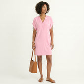 Camila - Vestido Curto Fluído com Decote em V Trabalhado