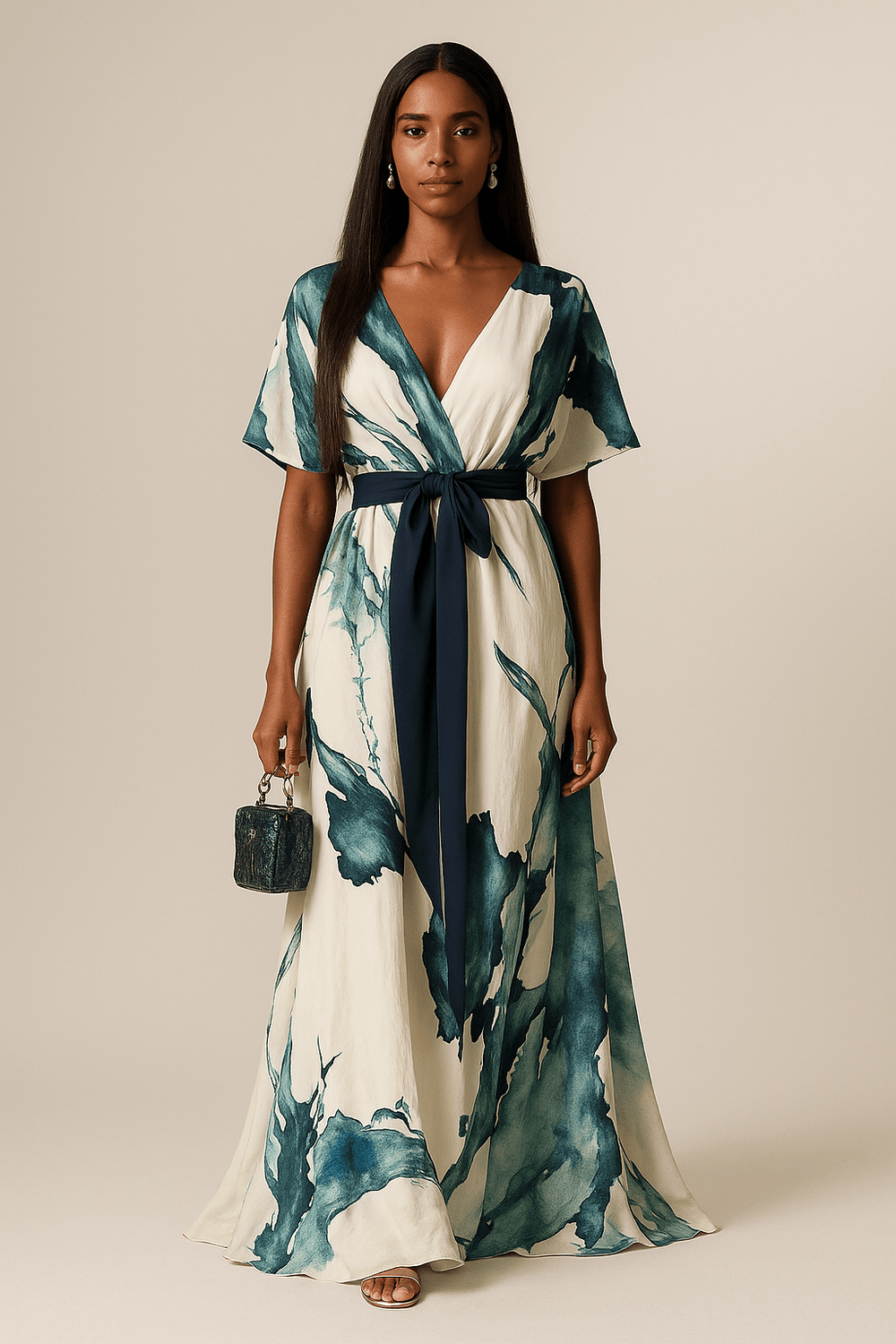 Vanessa - Vestido Longo Estampa Aquarela