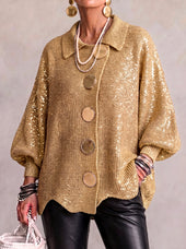 Ortensia | Cardigan Oversize con Bottoni Dorati