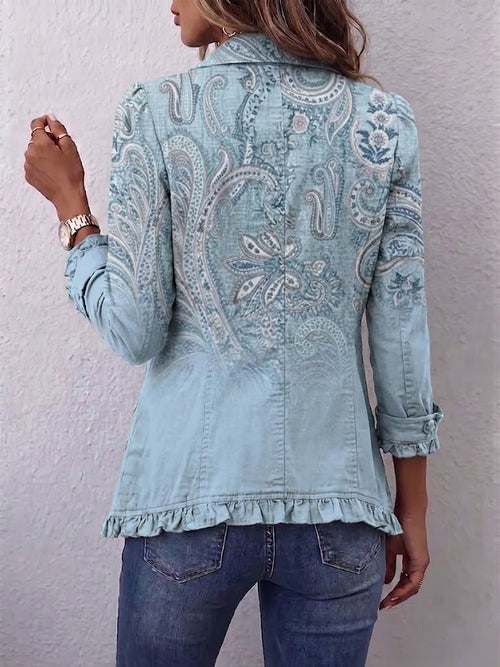 Estrella – Vintage jakna z volani in paisley potiskom