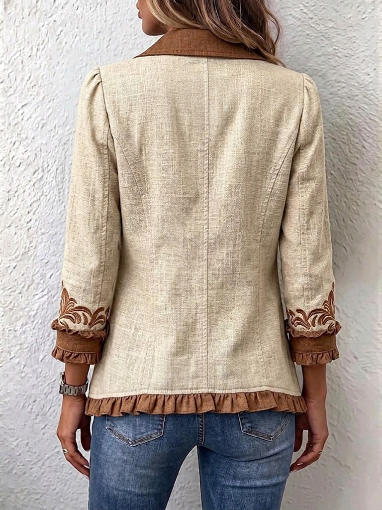 Dawncroft – Vintage bohemska cvetlična jakna z volani