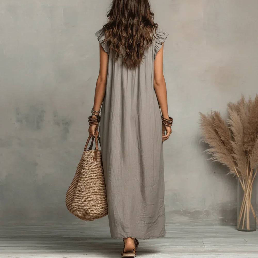 Zélia | Vestido Comprido Boémio com Folhos