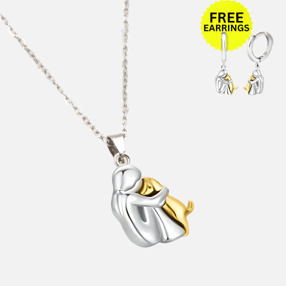 Umarmung Anhänger Halskette mit Ohrringen Geschenk