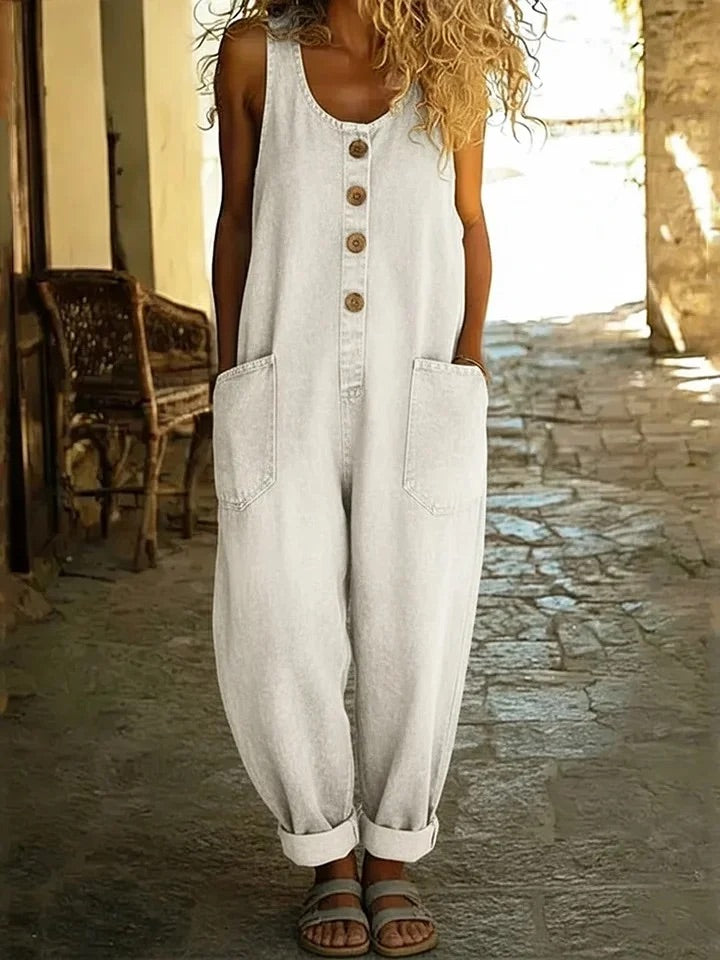 Graça - Macacão de Algodão Denim Lavado Vintage