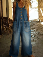 Graça - Macacão de Algodão Denim Lavado Vintage