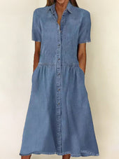 Carolina – Vestido de Ganga de Manga Curta