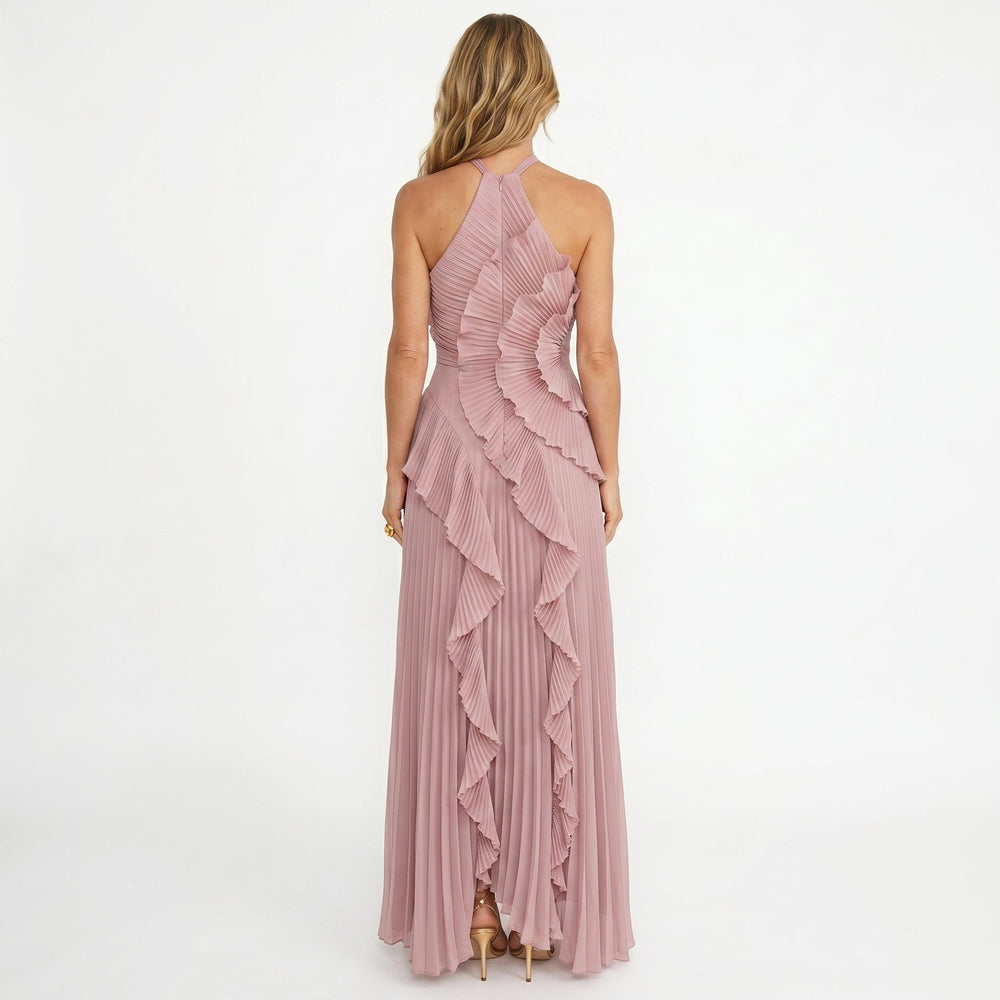 Leonor | Vestido Plissado com Folhos Elegante