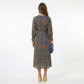 Teresa - Vestido Midi Estampado com Detalhe de Nó