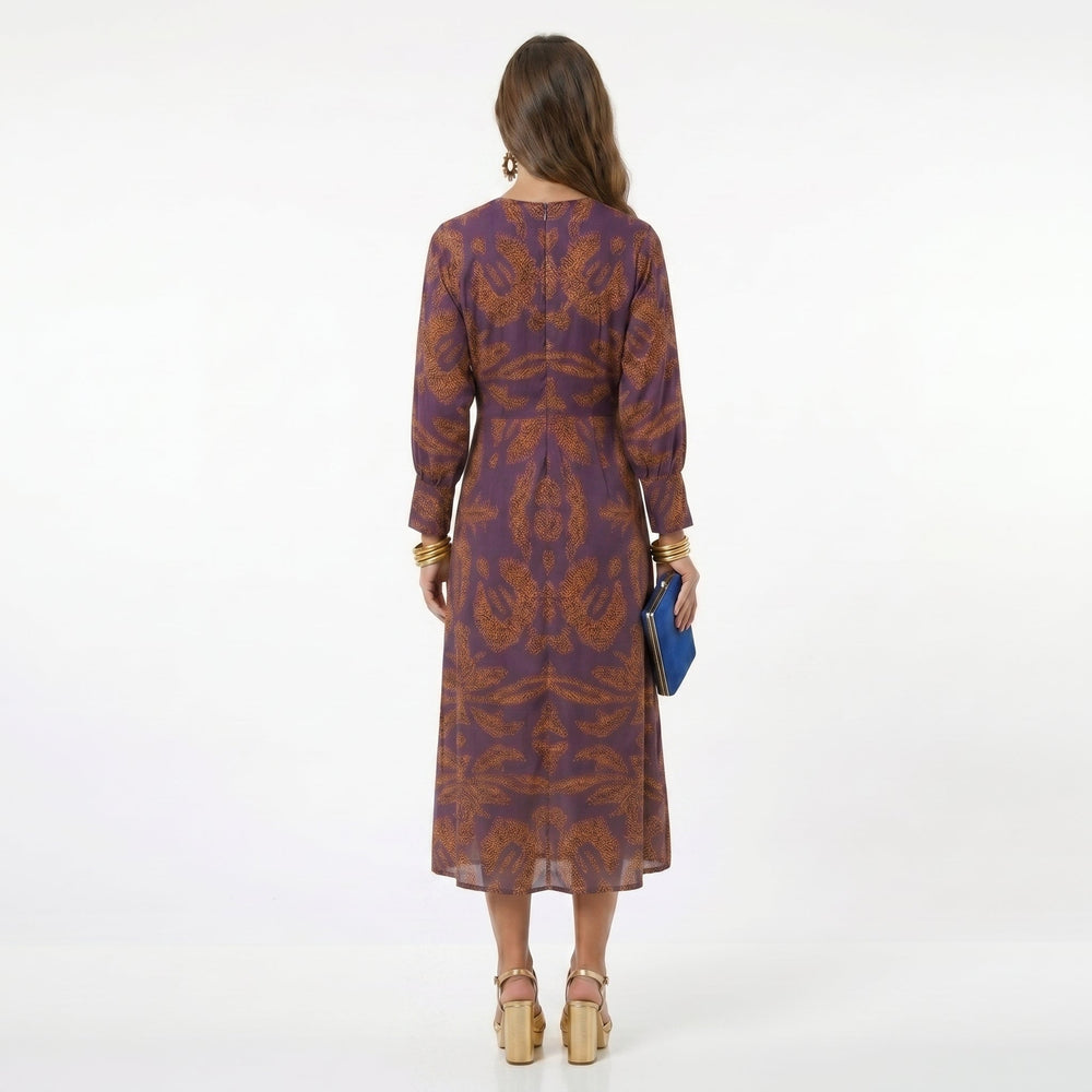 Teresa - Vestido Midi Estampado com Detalhe de Nó