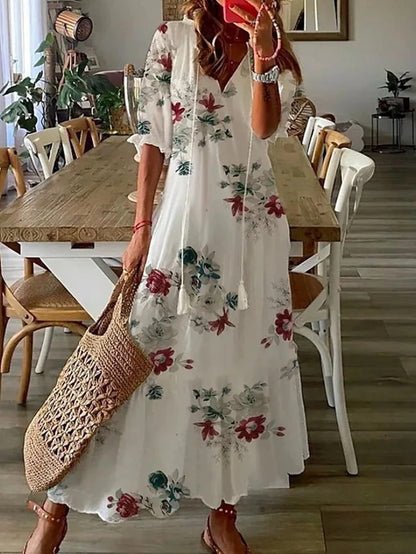 Luna - Vestido Midi de Estilo Boho Sem Esforço