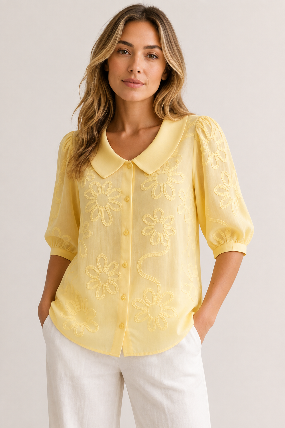 Kvetinová blúzka s 3/4 rukávmi