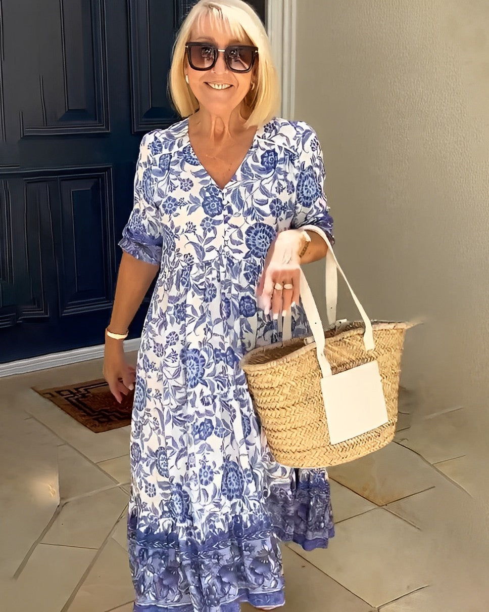 Mara – Vestido fluido leve com efeito lisonjeiro