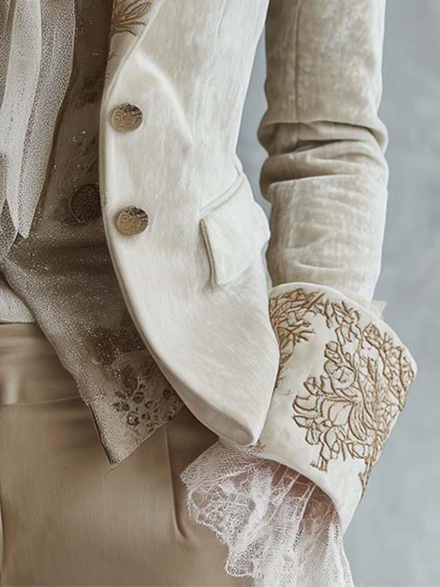 Cristina | Blazer de Alfaiataria Marfim Bordada