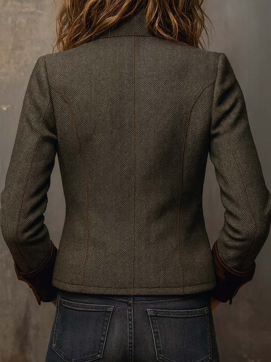 Aurélia | Blazer em Espinha com Debrum em Contraste