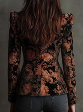 Catarina | Blazer de Alfaiataria Floral Preto e Bronze