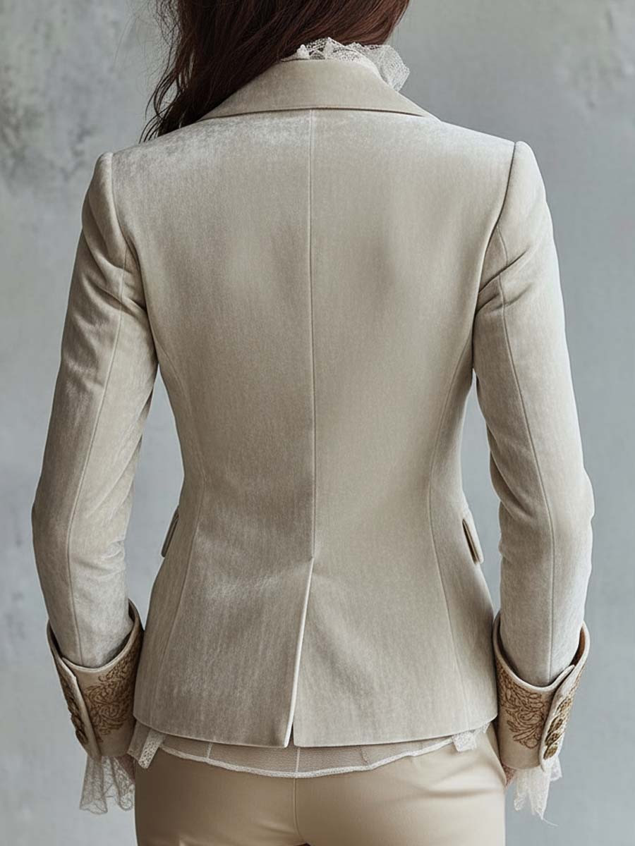 Cristina | Blazer de Alfaiataria Marfim Bordada