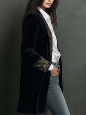 Clara | Blazer Ajustado com Estampado Barroco Preto