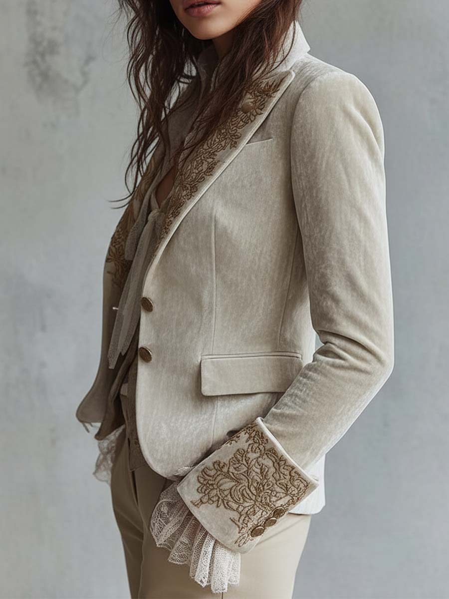 Mercês | Blazer Bordado Cor Marfim