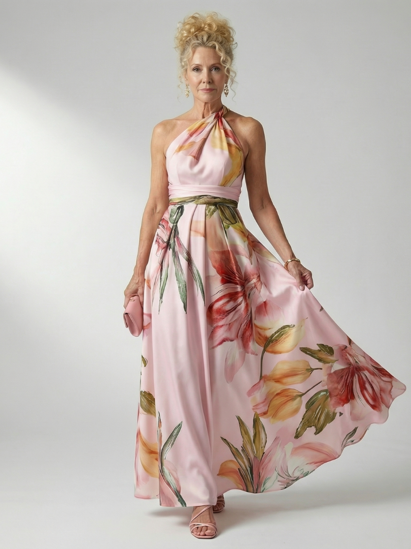 Antónia | Vestido Comprido Floral com Decote Halter