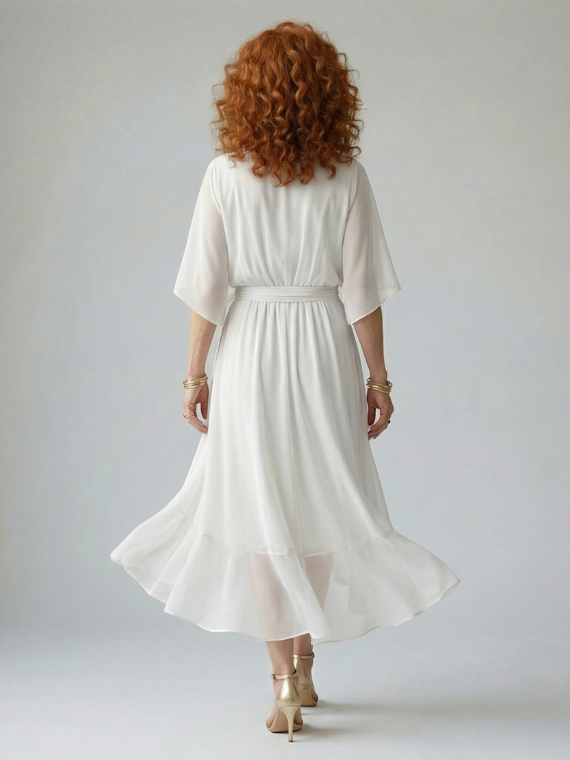 Mirela | Vestido Midi Suavemente Drapeado
