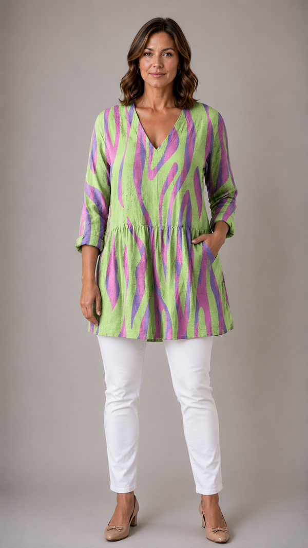 LYLA | Dolga bluza z V-izrezom