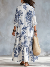 Flávia | Vestido Comprido Floral com Botões