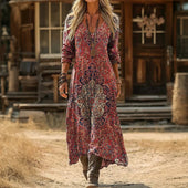 Maria - Vestido Casual de Manga Longa com Inspiração Vintage