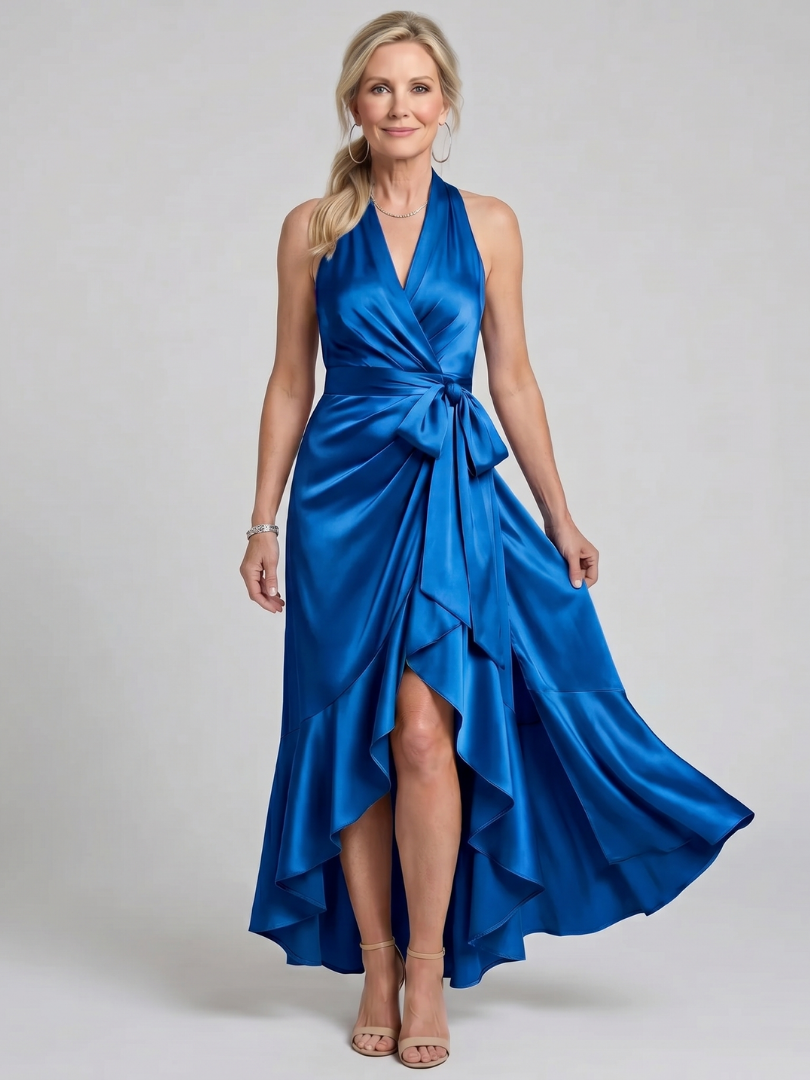 Dulce | Vestido Midi Traçado com Decote Halter