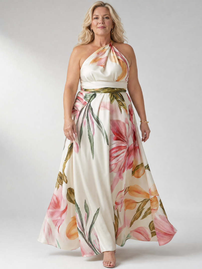 Antónia | Vestido Comprido Floral com Decote Halter