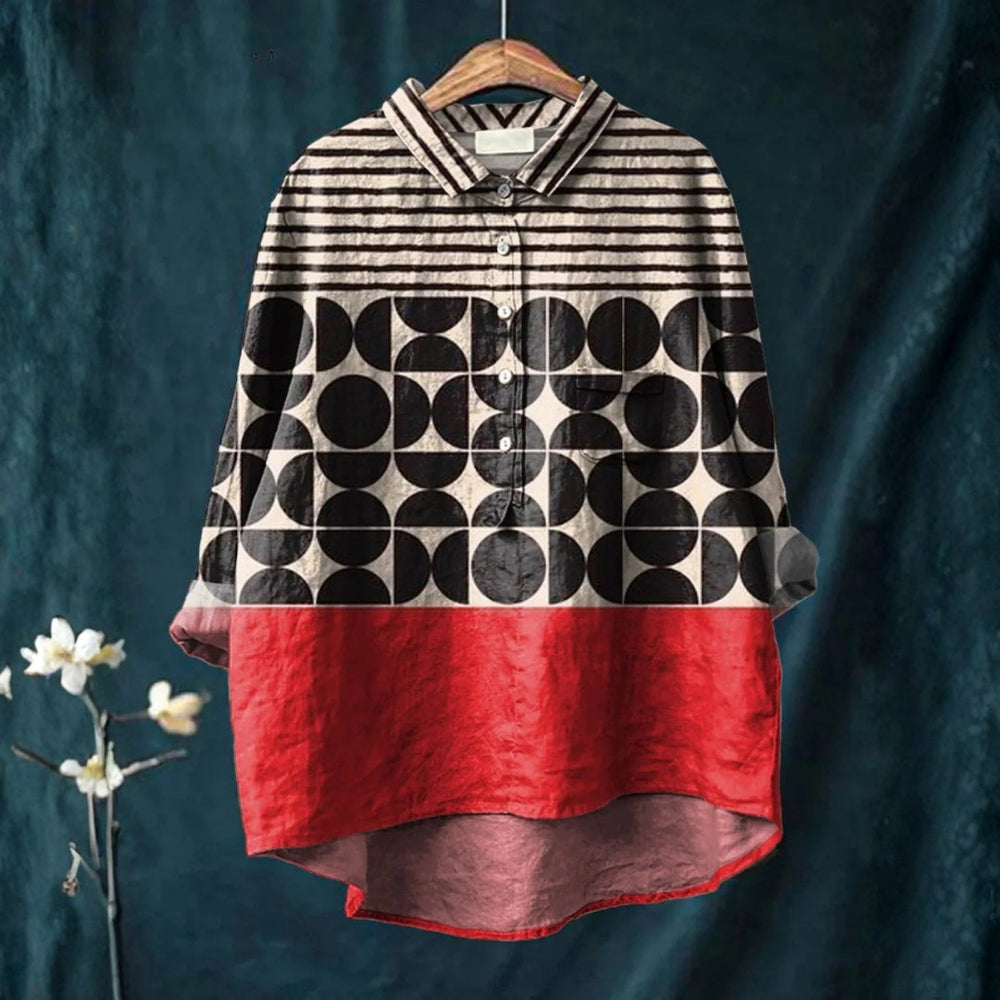 Fernanda - Camisa Casual com Padrão Geométrico Impresso